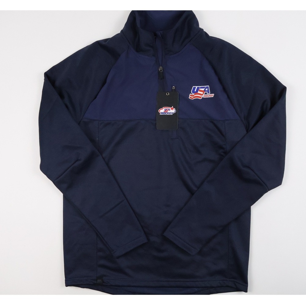 USA Hockey 1/4 Zip Pullover Navy Heather Small NWT $69.99